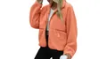 Veste polaire sherpa orange confortable pour femmes pour la mode décontractée d'hiver - Orange