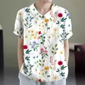 Elegant women's white casual short-sleeved shirt featuring colorful floral print and lapel collar - S / Tops / White Multicolor Floral (Pattern 24)
