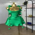 Green sleeveless cami mini dress with 3D floral accents on mannequin - S / Dresses / Green