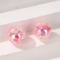 Macro detail of 16mm cracked iridescent beads for handmade DIY jewelry crafting projects - 16mm / Rose Red