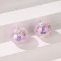 Detailed macro view of 16mm iridescent crackle beads with vibrant purple and pink hues - 16mm / Purple