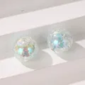 Primer plano de cuentas de cristal craquelado de 16mm con textura irisada interna - 16mm / Azul Oro