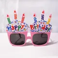 Funny pink cupcake birthday glasses with colorful candles and Happy Birthday text for kids - Candle Cake Style Glasses / Pink