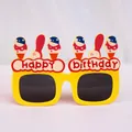 Vibrant yellow kids birthday party glasses featuring colorful cartoon ice cream decoration - Ice Cream Style Glasses / Yellow