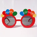 Occhiali Happy Birthday rossi con decorazioni a palloncini colorati per feste bambini - Occhiali Stile Palloncino / Rosso
