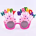 Occhiali festa di compleanno a forma di cupcake rosa con testo Happy Birthday - Occhiali Torta Cornice Viola / Viola