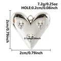 Hochwertiger silberner 3D-Herzanhänger für DIY-Schmuck mit klaren Maßangaben - 3D Strass Herz Stil (B63) / Silber