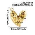 Polierter goldener 3D-Herzanhänger mit detaillierten Maßen für DIY-Schmuckherstellung - Unregelmäßiger Textur Stil (B78) / Gold