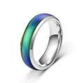 Detailaufnahme eines temperaturabhängigen Edelstahlrings mit schickem Farbwechsel-Effekt - Größe 9 / Stahlfarben