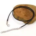 Verstellbare schwarze Wachskordel-Halskette mit Karabinerverschluss und Kette - Schwarzes Seil