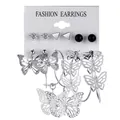 Set di orecchini a farfalla in argento su una scheda di presentazione bianca pulita - 55572-Farfalla Strass-Orecchini alla Moda Multiparte