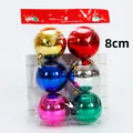 Set mit 6 bunten 8 cm glänzenden metallischen Weihnachtskugeln in Klarsichtverpackung - 6 Stück/Packung (8cm) / Mehrfarbig