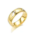 Anspruchsvoller zweifarbiger Ring aus Titanstahl mit geometrischem Wellenmuster - Größe 6 / Einfacher Stil