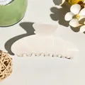 Große Haarspange mit cremefarbener Marmortextur und elegantem Ingot-Design für Damen - Quadratischer Kopf Stil (F-2501) / 10.5cm / Beige