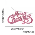 Pink glittery Merry Christmas hanging sign for holiday decoration, size 20x10.5cm. - 21cm / Pink