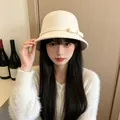 Elegant vintage beige wool felt cloche hat for women featuring a stylish bow detail - Adjustable / White