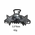 Dark style Halloween skull hair claw clip, 5.5x9cm metallic shark clip for thick hair. - Skull Pentagram Style (40#) / Black