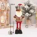 Vintage plaid Christmas Santa Claus doll 60cm telescopic plush ornament for holiday decor - Santa Claus Style (HX15203A)