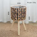 Nordic style handmade woven plant stand with wooden legs and 25cm diameter basket - Gourd Grass Flower Pot Stand Medium 25cm Diameter