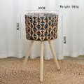 Hand-woven plant stand with solid wood legs and detailed size markings - Gourd Grass Flower Pot Stand Large 30cm Diameter