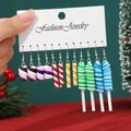 Detailed view of 6-pair Christmas candy lollipop marshmallow dangle earrings set - Style 47 (6 Pairs Set) / 6 Pairs Set / Colorful