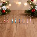 Festive striped candy cane drop earrings in various colors for Christmas holiday gift - 4 Pairs Set / Striped Candy Cane Set (style53)
