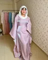 Elegant pink metallic shimmer modest kaftan maxi dress featuring loose batwing sleeves - One Size / Dresses / Lotus root pink