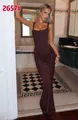 Elegant dark brown fishbone corset maxi dress featuring a draped skirt and slim fit - XS / Dresses / Brown