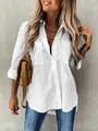Elegante witte damesblouse met lange mouwen, zakken en een comfortabele losse pasvorm - 1XL / Tops / Wit
