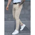 Slim fit khaki men's business casual chinos for a modern urban street style look - S / Bottoms / Apricot