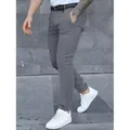 Men's slim-fit solid gray casual trousers styled with white sneakers in an urban setting - S / Bottoms / Dark Gray