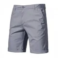 Men's outdoor slim fit casual shorts in solid grey cotton fabric for hiking and camping - S / Bottoms / Gray