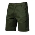Premium men's olive green cotton casual outdoor shorts with slim fit and straight leg - Army Green