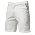 Men's classic white slim fit casual cotton shorts designed for outdoor comfort - S / Bottoms / White