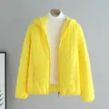 Bright yellow lightweight hooded puffer jacket for women in Korean minimalist style - M / Tops / Yellow