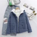 Women's casual blue hooded winter jacket with warm lamb wool lining for cold weather - M / Tops / Blue