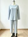 Professional mannequin display of a light blue long-sleeve top and trousers lounge set - S / Top And Bottom / White