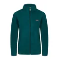 Vooraanzicht van een blauwgroene fleecejas voor dames met opstaande kraag en rits - Blauw