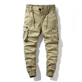 Men's khaki cargo pants with elastic waist and jogger cuffs for casual outdoor wear - 29 / Bottoms / Khaki