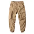 Men's retro khaki cargo pants with elastic joggers and large side pockets - 29 / Bottoms / Khaki