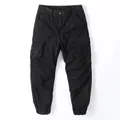 Vintage black men's cargo jogger pants made from premium cotton fabric for casual wear - Black