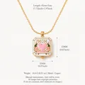 Gold square locket necklace featuring a pink heart and MOM engraving for mothers. - Square MOM Locket Pendant Necklace / Pink