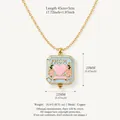 Elegant square locket pendant necklace featuring MOM heart design and light blue enamel finish - Square MOM Locket Pendant Necklace / Blue