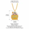 Golden copper gingerbread house locket pendant necklace with colorful enamel details - Colorful Gingerbread House Locket Necklace / Colorful
