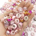 Premium collection of mixed pink large hole DIY spacer beads for charm bracelet making - 20 Pieces/Pack / Pink Series