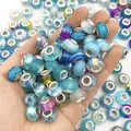 Mixed set of 80 blue and purple large-hole beads for DIY bracelet jewelry - 20 Pieces/Pack / Lake Blue Series