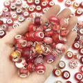 Mix of 80 red themed large hole beads for DIY bracelet jewelry making accessories - Red Series