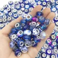 Variety of blue and purple large hole beads for DIY bracelet jewelry making project - Royal Blue Series
