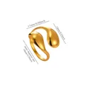 Premium 18K gold plated stainless steel ring featuring irregular teardrop geometry - Irregular Geometric Line Style (G129699)