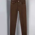 Premium fashionable men's slim fit skinny jeans in classic solid deep brown color - 29 / Bottoms / Brown